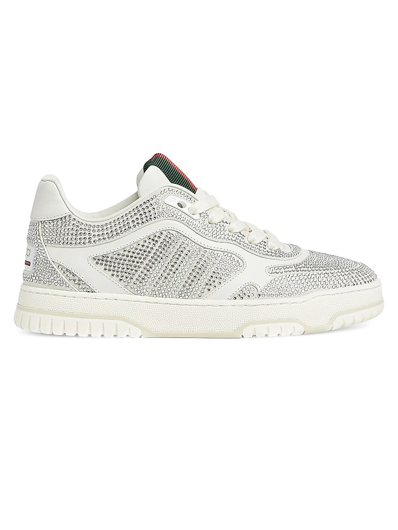 Re-Web Crystal-Embellished Leather Sneakers