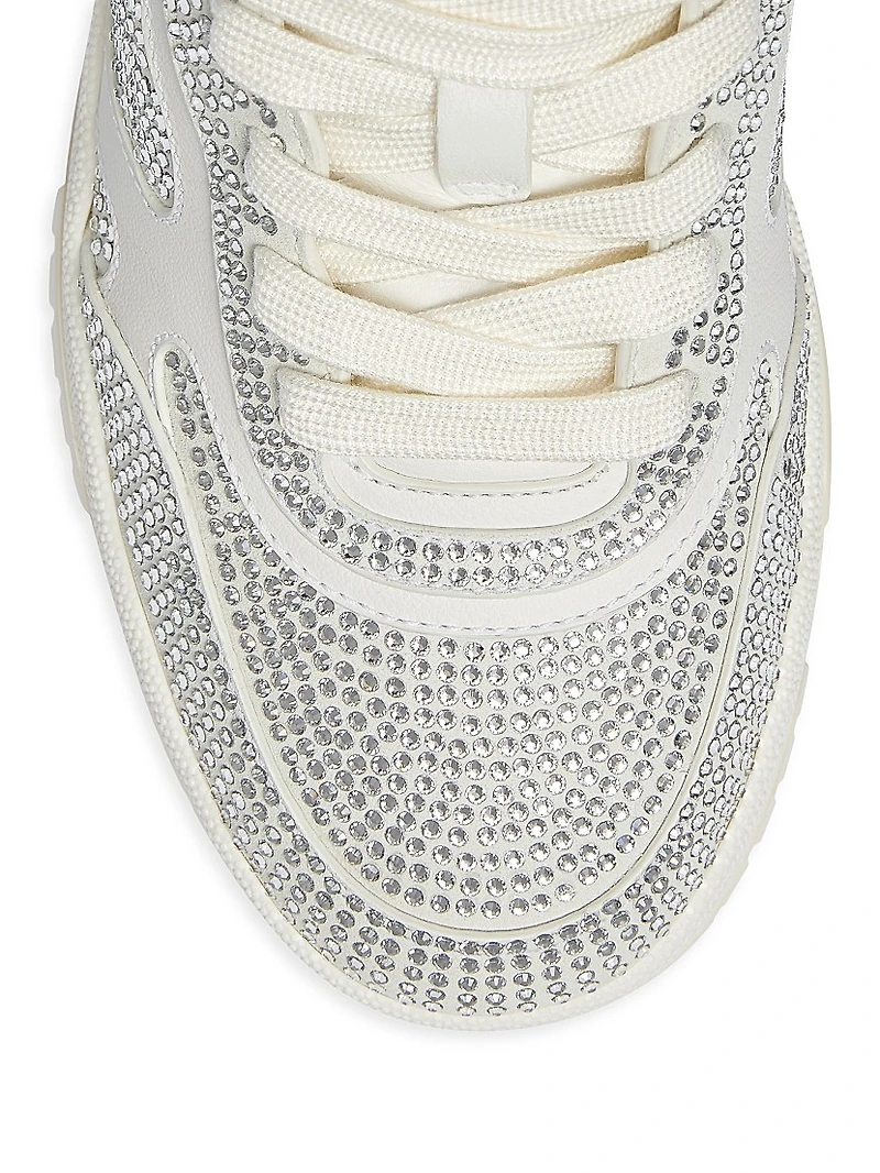 Re-Web Crystal-Embellished Leather Sneakers