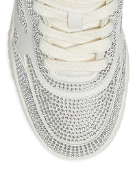 Re-Web Crystal-Embellished Leather Sneakers