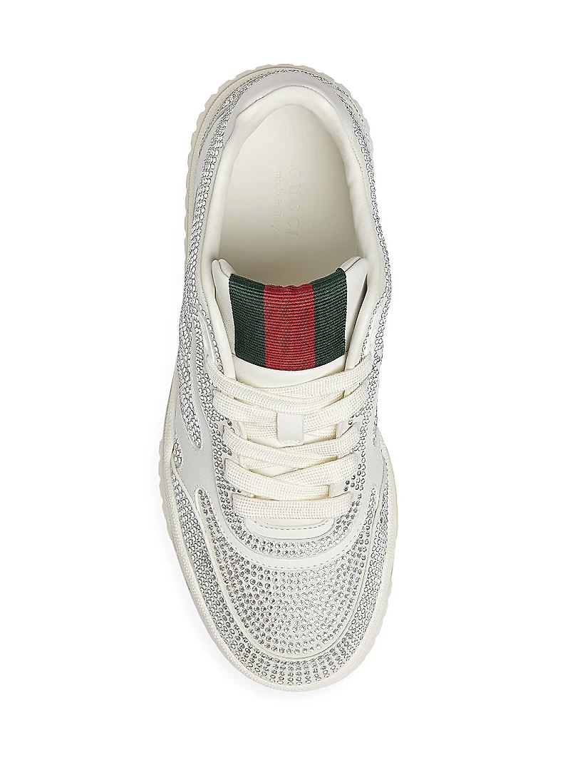 Re-Web Crystal-Embellished Leather Sneakers