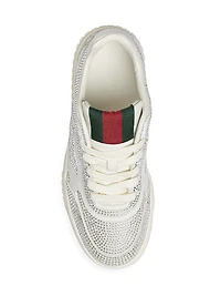 Re-Web Crystal-Embellished Leather Sneakers