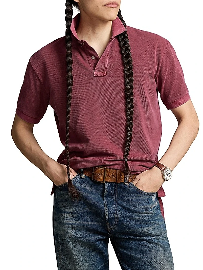 Weathered Mesh Polo Shirt