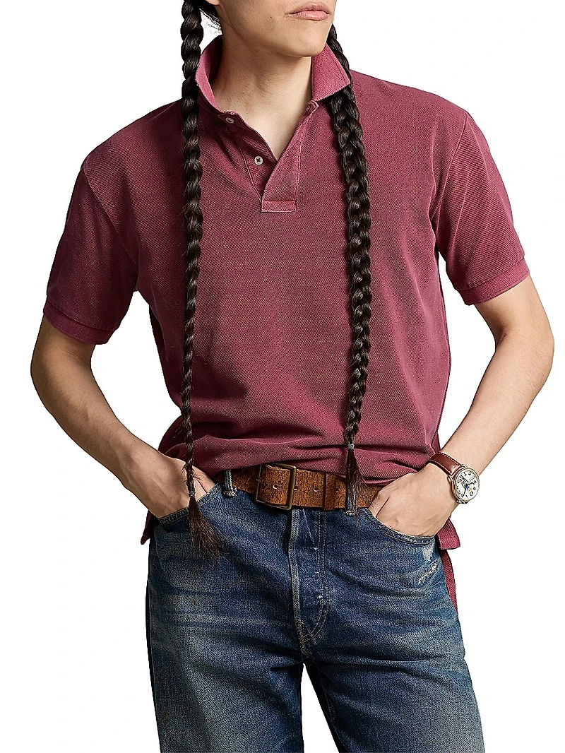 Weathered Mesh Polo Shirt