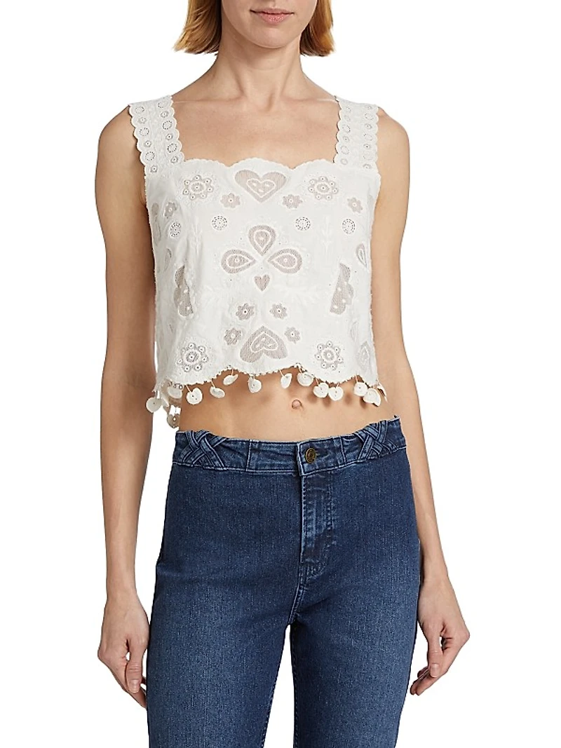 Jeanetta Mesh Lace Crop Tank Top