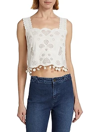 Jeanetta Mesh Lace Crop Tank Top