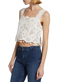 Jeanetta Mesh Lace Crop Tank Top