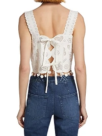 Jeanetta Mesh Lace Crop Tank Top