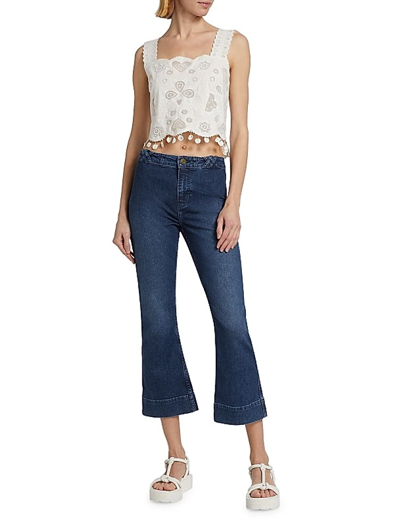 Jeanetta Mesh Lace Crop Tank Top