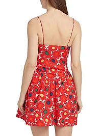 Rhonda Floral Basque-Waist Minidress