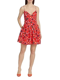 Rhonda Floral Basque-Waist Minidress