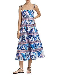 Foliage Cotton Midi-Dress