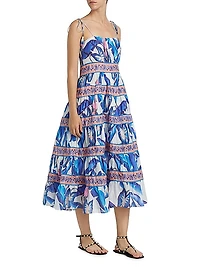 Foliage Cotton Midi-Dress