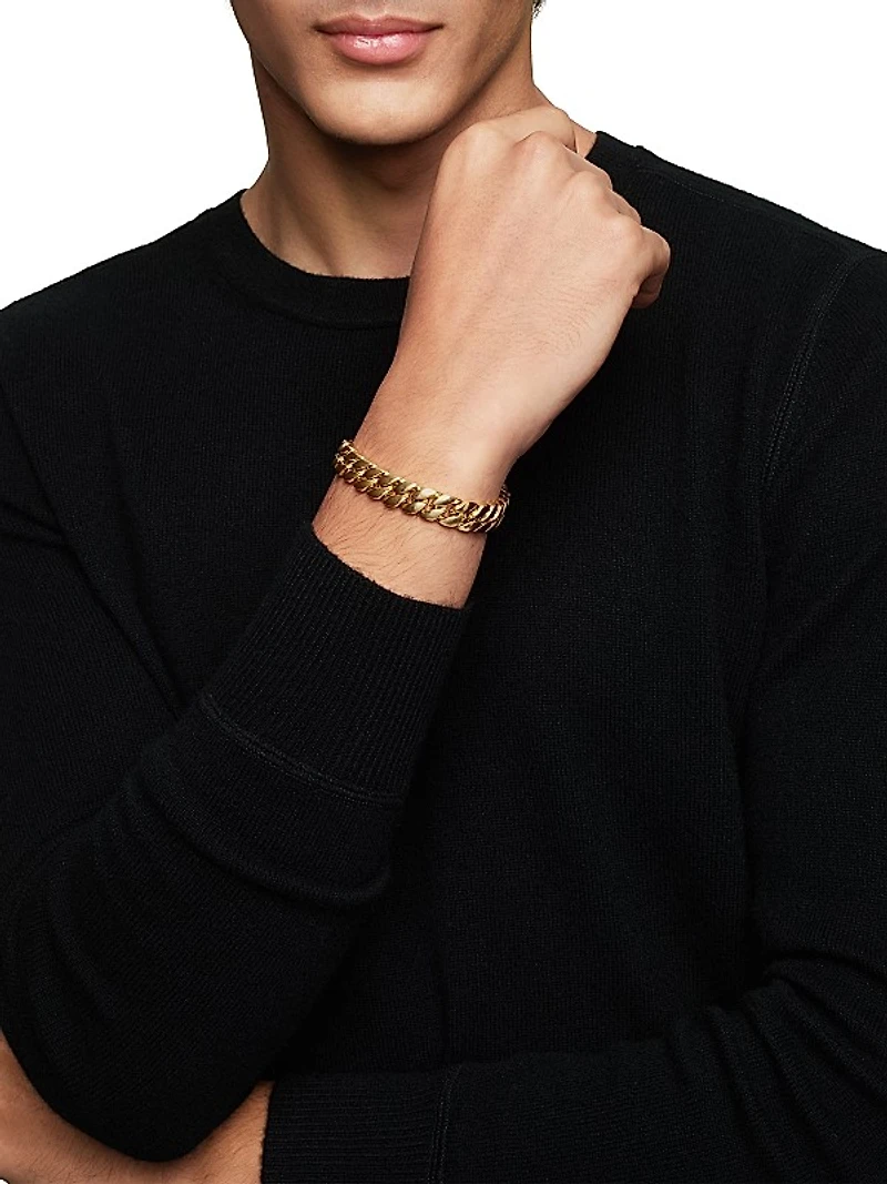 Curb Chain Bracelet in 18K Yellow Gold, 11.5MM