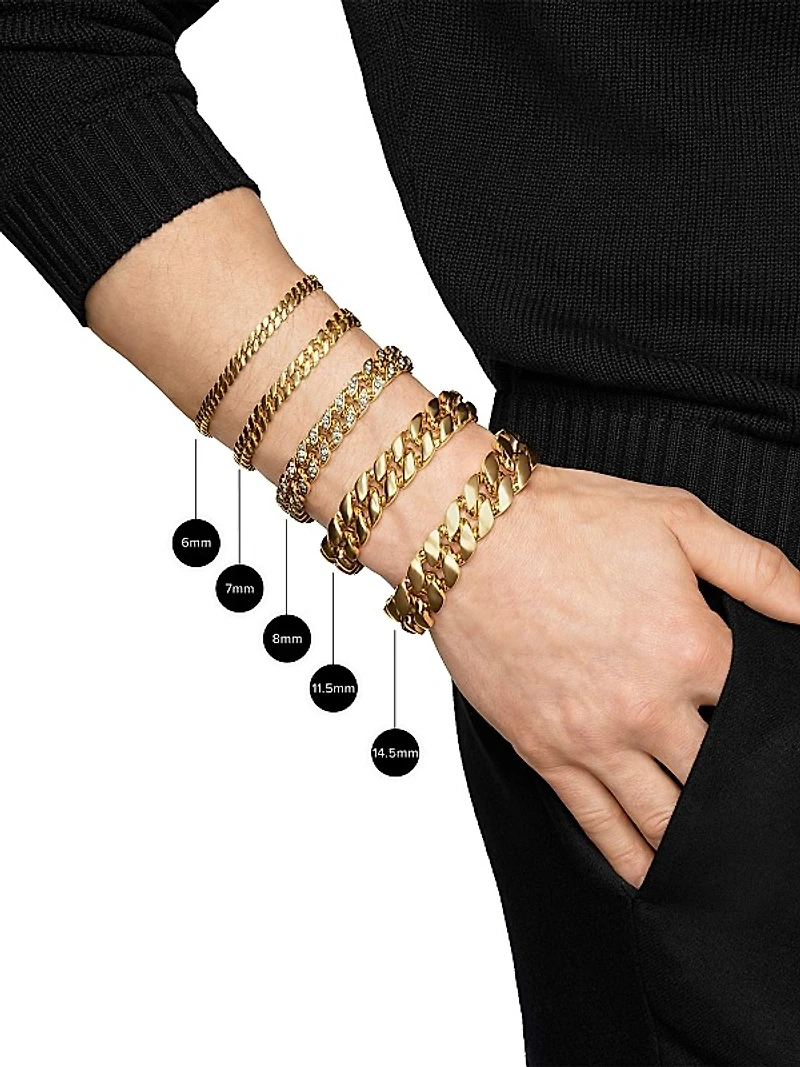 Curb Chain Bracelet in 18K Yellow Gold, 11.5MM