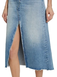 Faded Denim Midi-Skirt