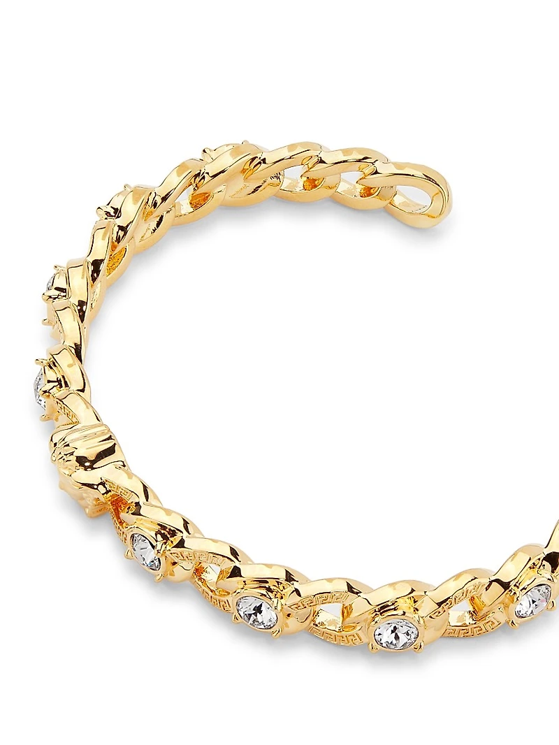 Goldtone Or Silvertone & Glass Crystal Cuff