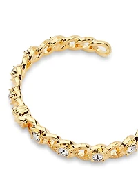 Goldtone Or Silvertone & Glass Crystal Cuff