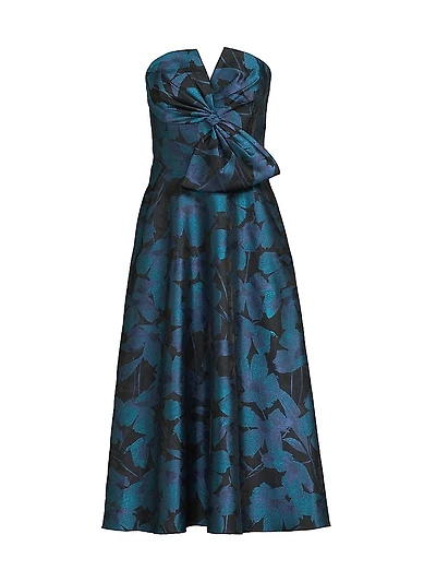 Floral Jacquard Midi-Dress