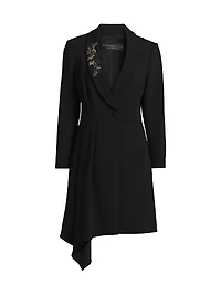 Beaded Stretch-Crêpe Blazer Minidress