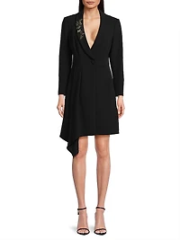 Beaded Stretch-Crêpe Blazer Minidress