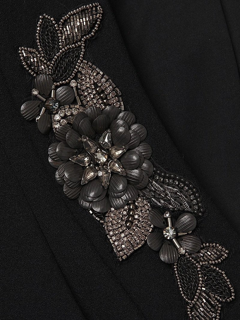 Beaded Stretch-Crêpe Blazer Minidress