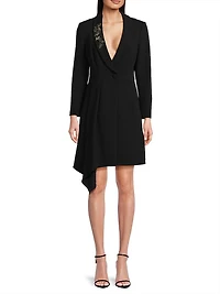 Beaded Stretch-Crêpe Blazer Minidress