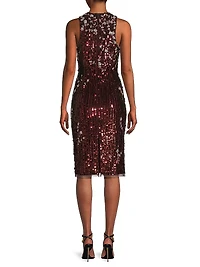 Floral Sequined Sleeveless Midi-Dress