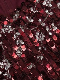 Floral Sequined Sleeveless Midi-Dress