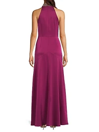 Crystal-Embellished Satin Sleeveless Mermaid Gown