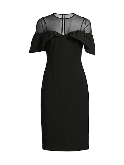 Paneled Bonded Crepe Midi-Dress