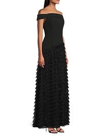 Off-The-Shoulder Tiered Gown