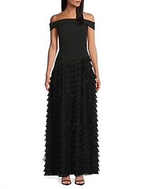 Off-The-Shoulder Tiered Gown