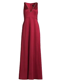 Crystal-Embellished Satin A-Line Gown