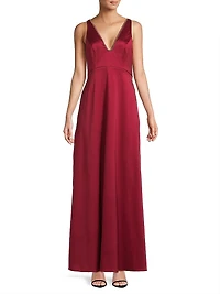 Crystal-Embellished Satin A-Line Gown
