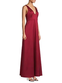 Crystal-Embellished Satin A-Line Gown