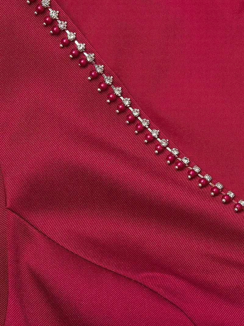 Crystal-Embellished Satin A-Line Gown