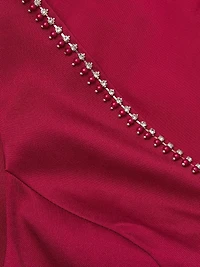 Crystal-Embellished Satin A-Line Gown