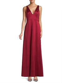 Crystal-Embellished Satin A-Line Gown