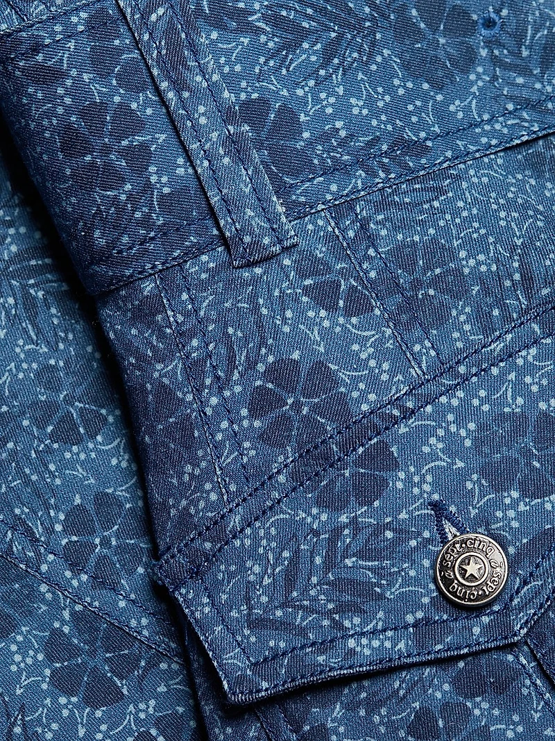 Vega Floral Denim Fit-N-Flare Midi-Dress