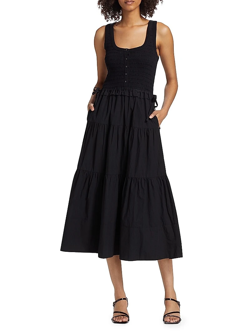 Hali Smocked Midi-Dress