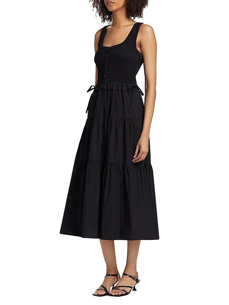 Hali Smocked Midi-Dress