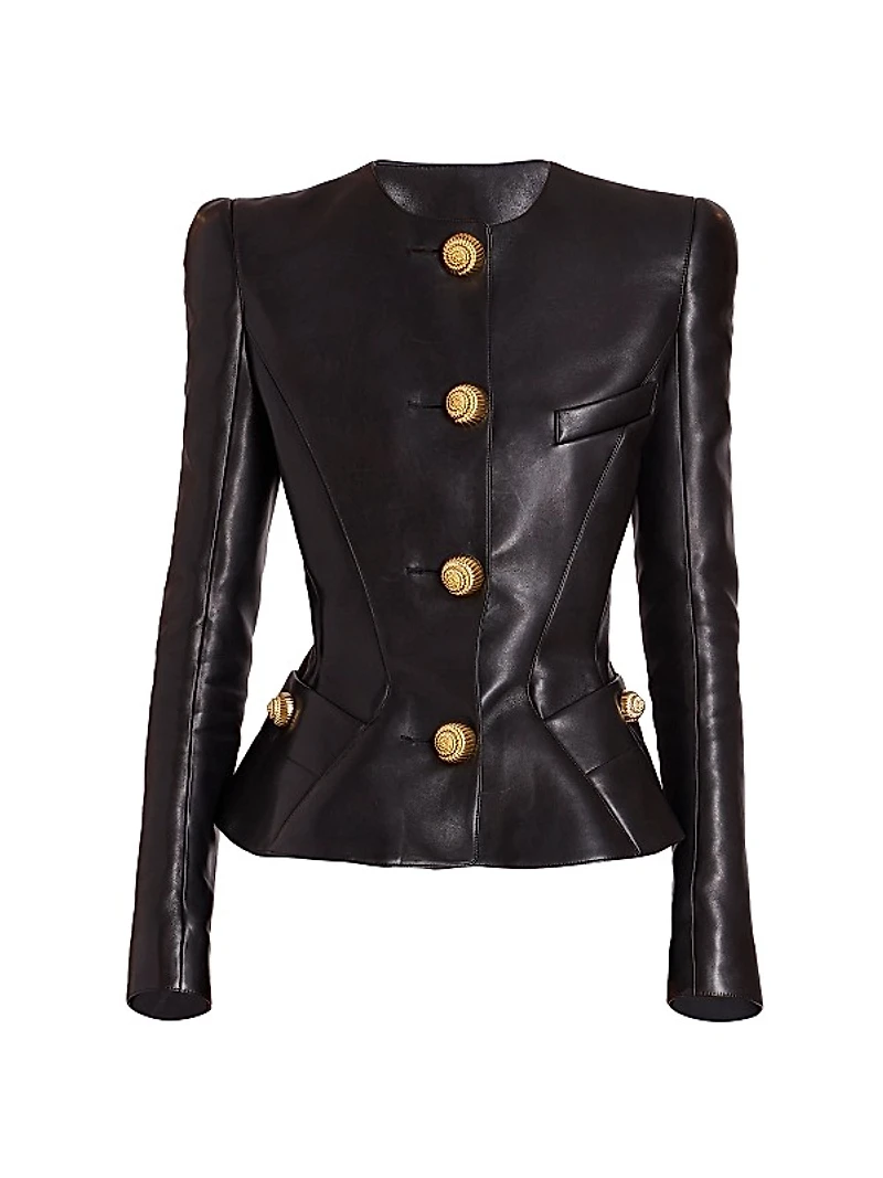 Lambskin Basque Peplum Jacket
