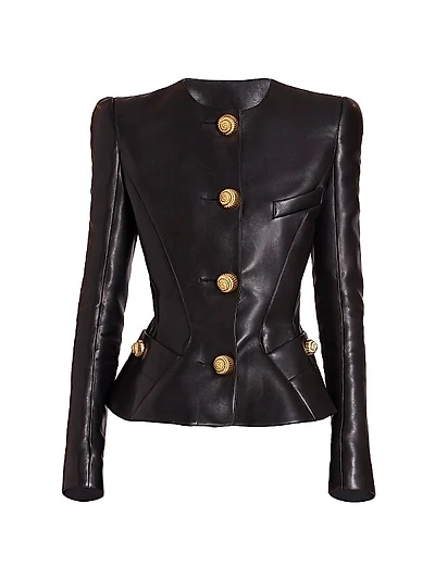 Lambskin Basque Peplum Jacket