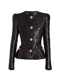 Lambskin Basque Peplum Jacket