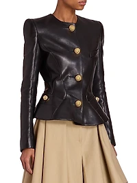Lambskin Basque Peplum Jacket