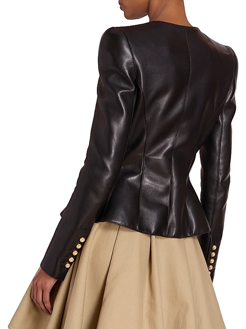 Lambskin Basque Peplum Jacket