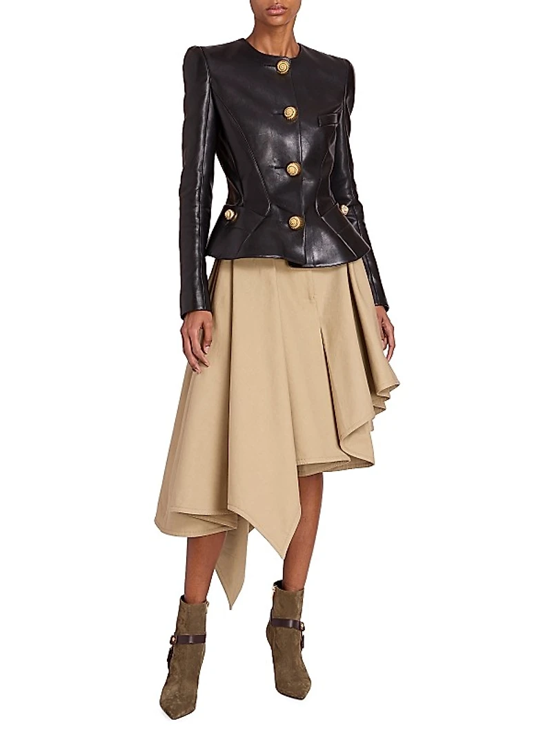 Lambskin Basque Peplum Jacket