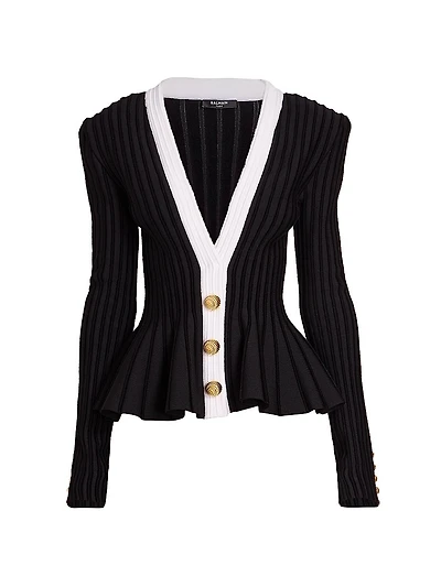 Rib-Knit Peplum Jacket