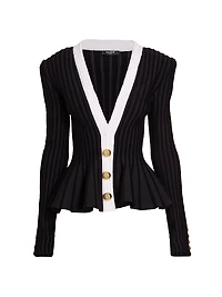 Rib-Knit Peplum Jacket