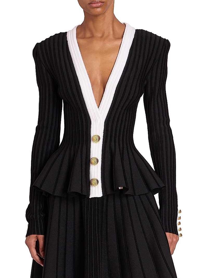 Rib-Knit Peplum Jacket